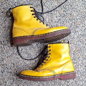Dr. Martens 1460 *cp* Yellow Smooth Leather Combat Boots Mens 10.5 Womens 12.5